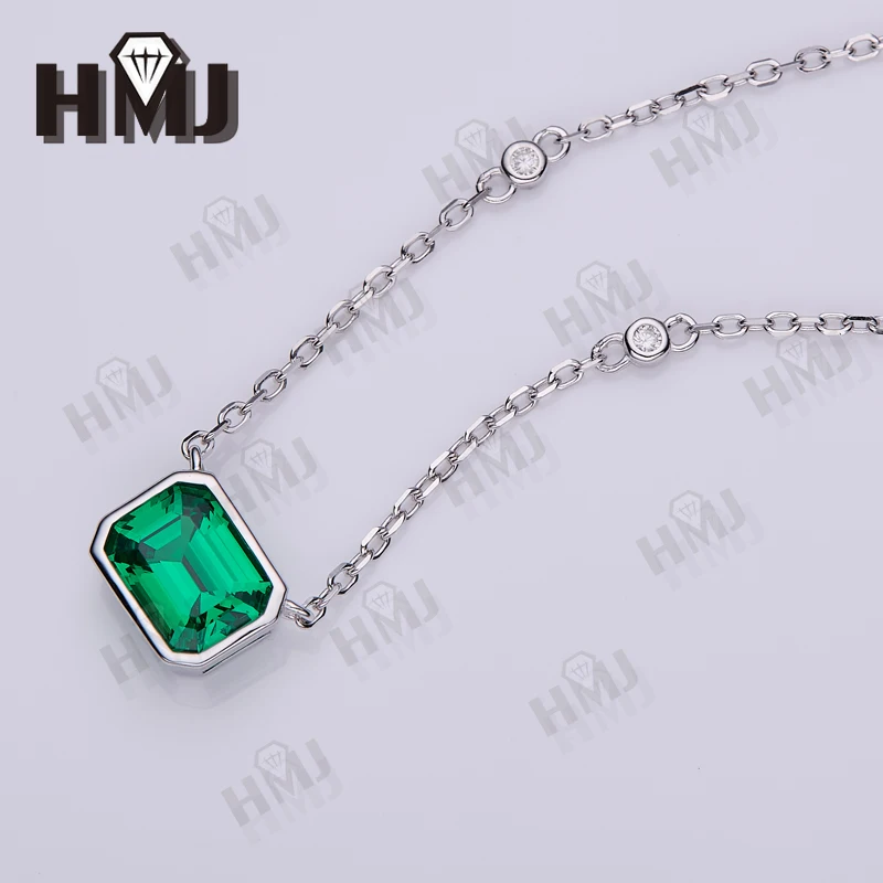 

Moissanite Necklace For Women 6*8mm 2ct Emerald Cut D VVS1 Diamond S925 Sterling Silver 18K Gold Plated Pendant Necklace Gifts