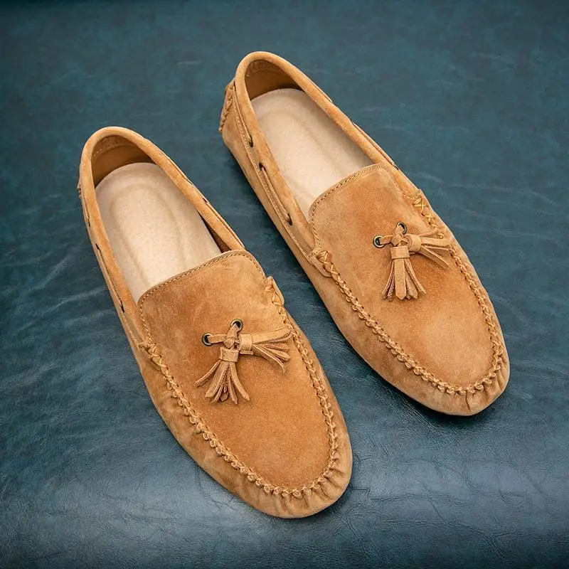 Leather 2025 summer new foot driving moccasin shoes summer business love