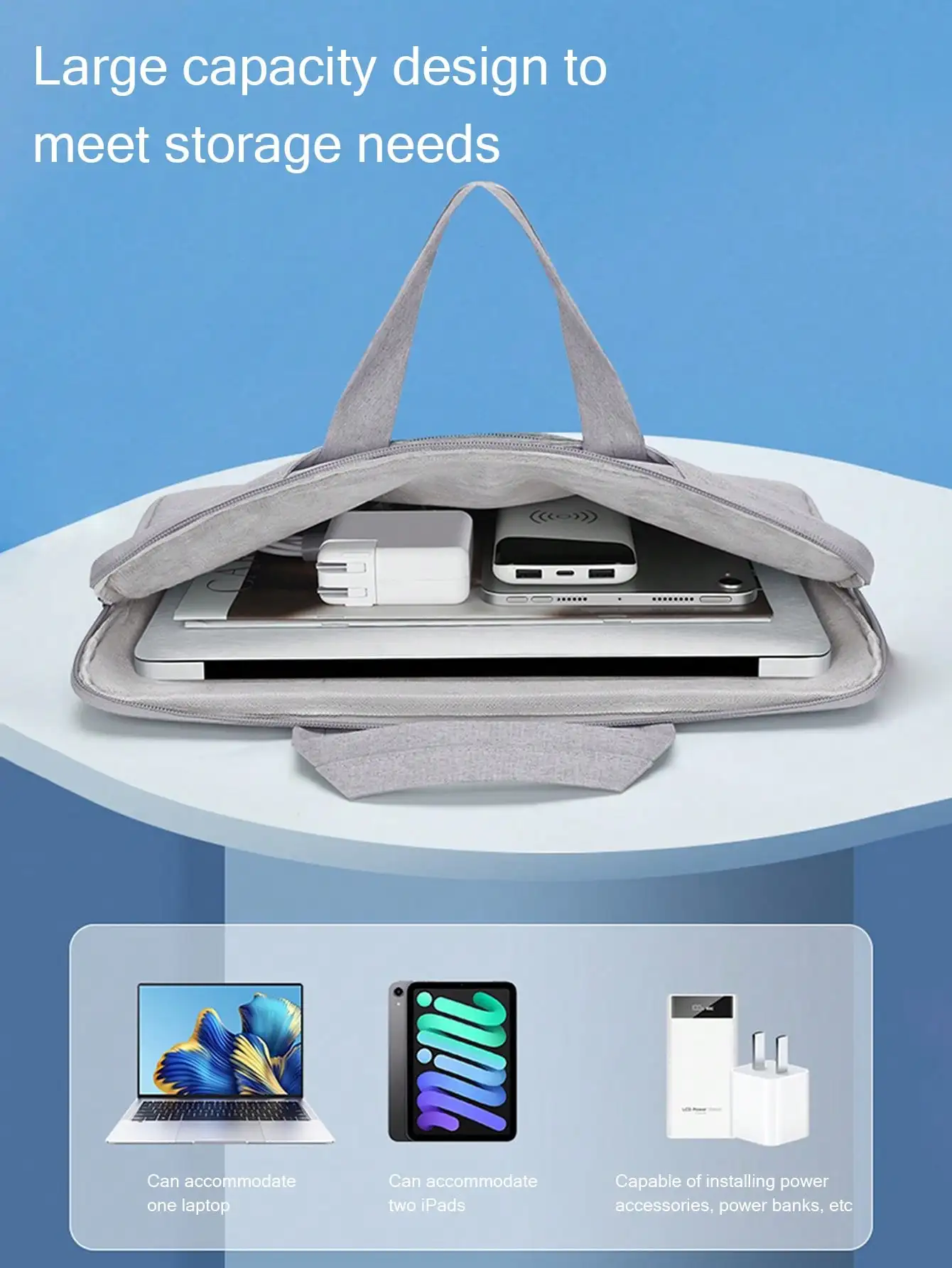 Casual Business Briefcase, Waterproof Two-In-One Computer Bag, Satchel Liner Bag, Dual-Purpose, Portable Multi-Functional Office and Work Clothing Computer Bag