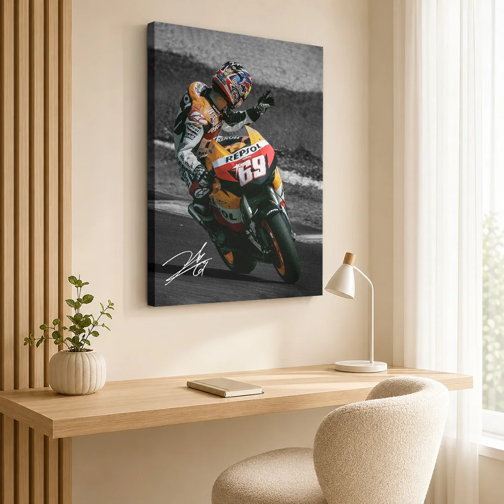 Nicky Hayden MotoGP Canvas Painting Poster Contemporary Sports Style Wall Decor With Customized Photo For Garage Ideal Fan Gift
