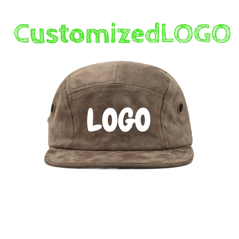 

Custom Logo New Solid-color Deerskin Velvet Men's and Women's Japanese-style Flat-brimmed Five-piece Baseball Caps
