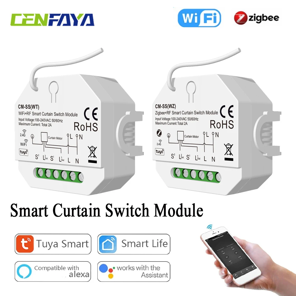 Smart Curtain Switch for Roller Shutter Electric Motor Tuya Smart Life App Voice Control with Google Home Alexa Voice Control