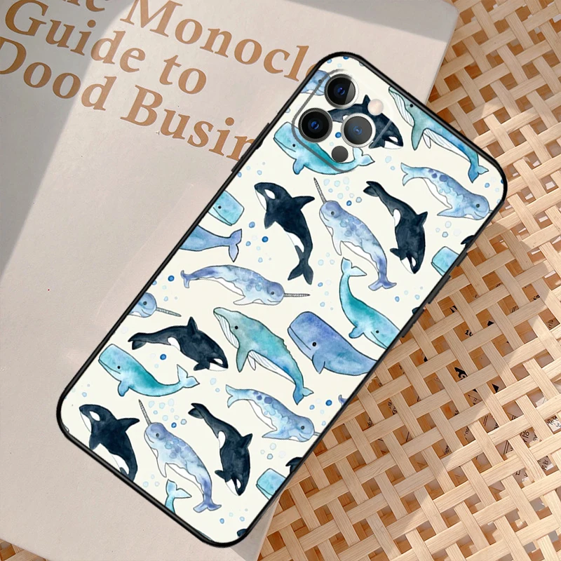 Orcas Killer Whales Phone Case For iPhone 16 11 12 13 14 15 Pro 12 13 Mini X XR XS Max Plus Cover Coque