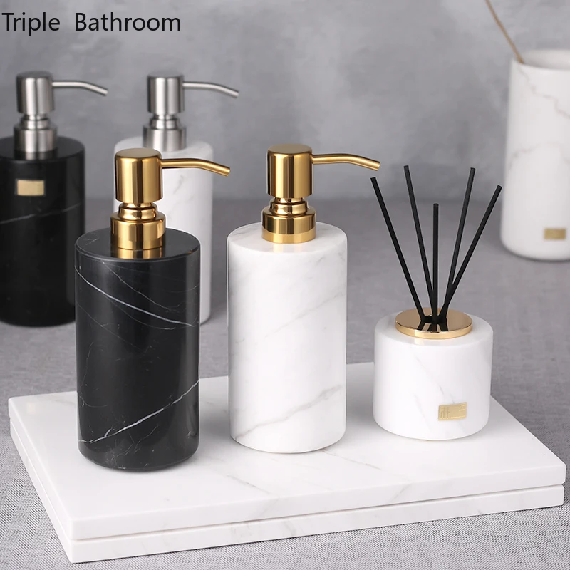 Nordic Soap Dispenser Natural Marble Home Portable Shower Gel Hand Sanitzer Holder Bathroom Accessories Liquid Container