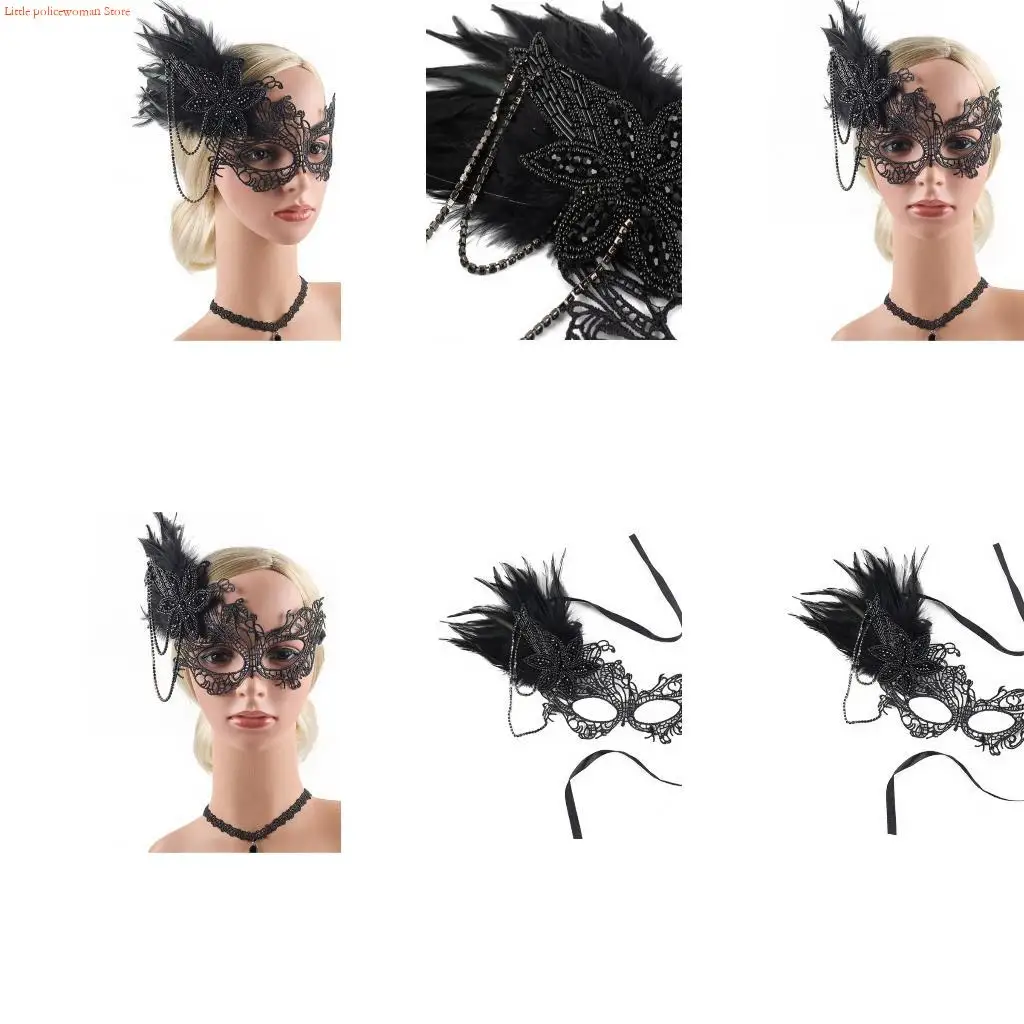 

F92D Vintage Lace Party Mask With Rhinestones Rhinestones Lightweight Design For Masquerades Themed Celebrations