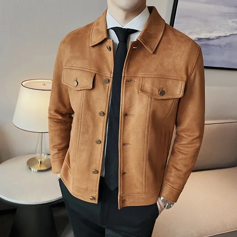 Men Leather Jacket British Style 2024 Autumn Winter Thickened Keep Warm Solid Casual Slimming Short Jacket Coats Men Clothing