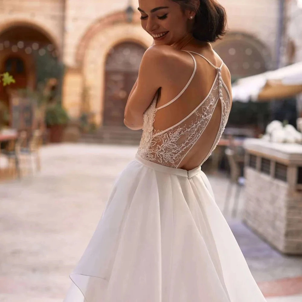 Elegant Wedding Dresses For Women 2024 Sweetheart A-Line Bridal Gowns Lace Appliques Tiered Robes Chiffon Vestidos De Novia 2023