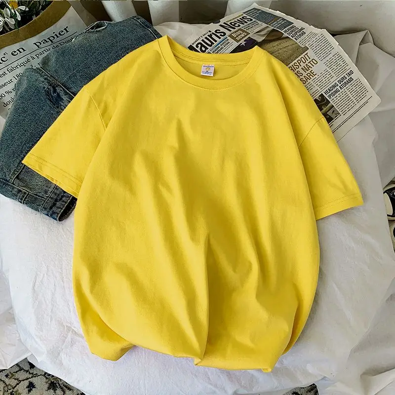 100% Baumwolle Kurzarm-T-Shirt für Männer und Frauen, Sommermode, einfarbig, schlicht, O-Ausschnitt, lockere, lässige Basic-Shortsleeve-Bluse. – Detail 16