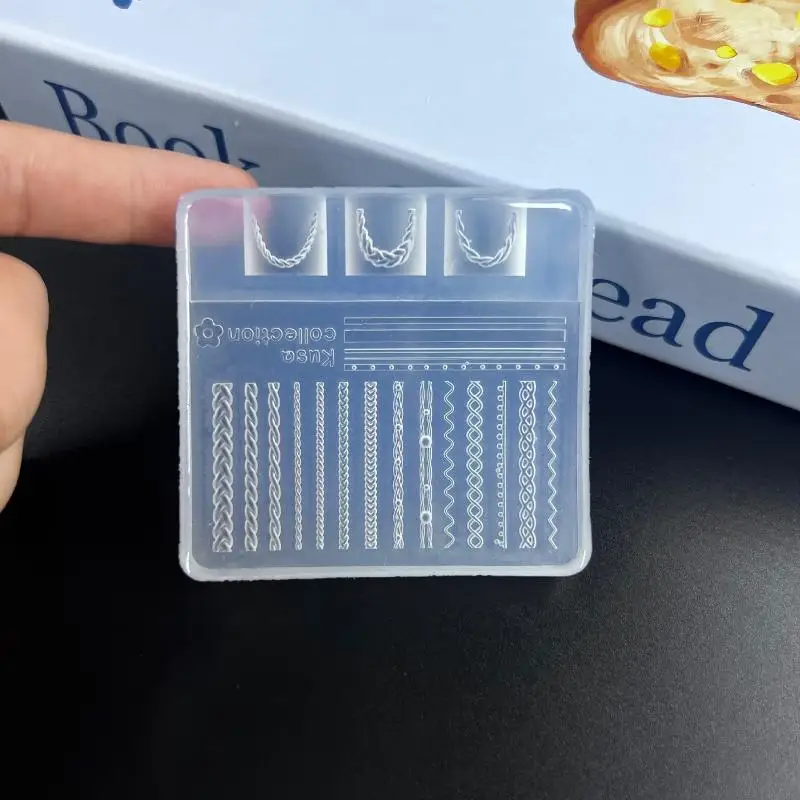 Moule à ongles en Silicone 3D à motif rétro, 1 pièce, bricolage, tissage de pulls, nœuds, Design floral, modèle Transparent pour décoration des ongles