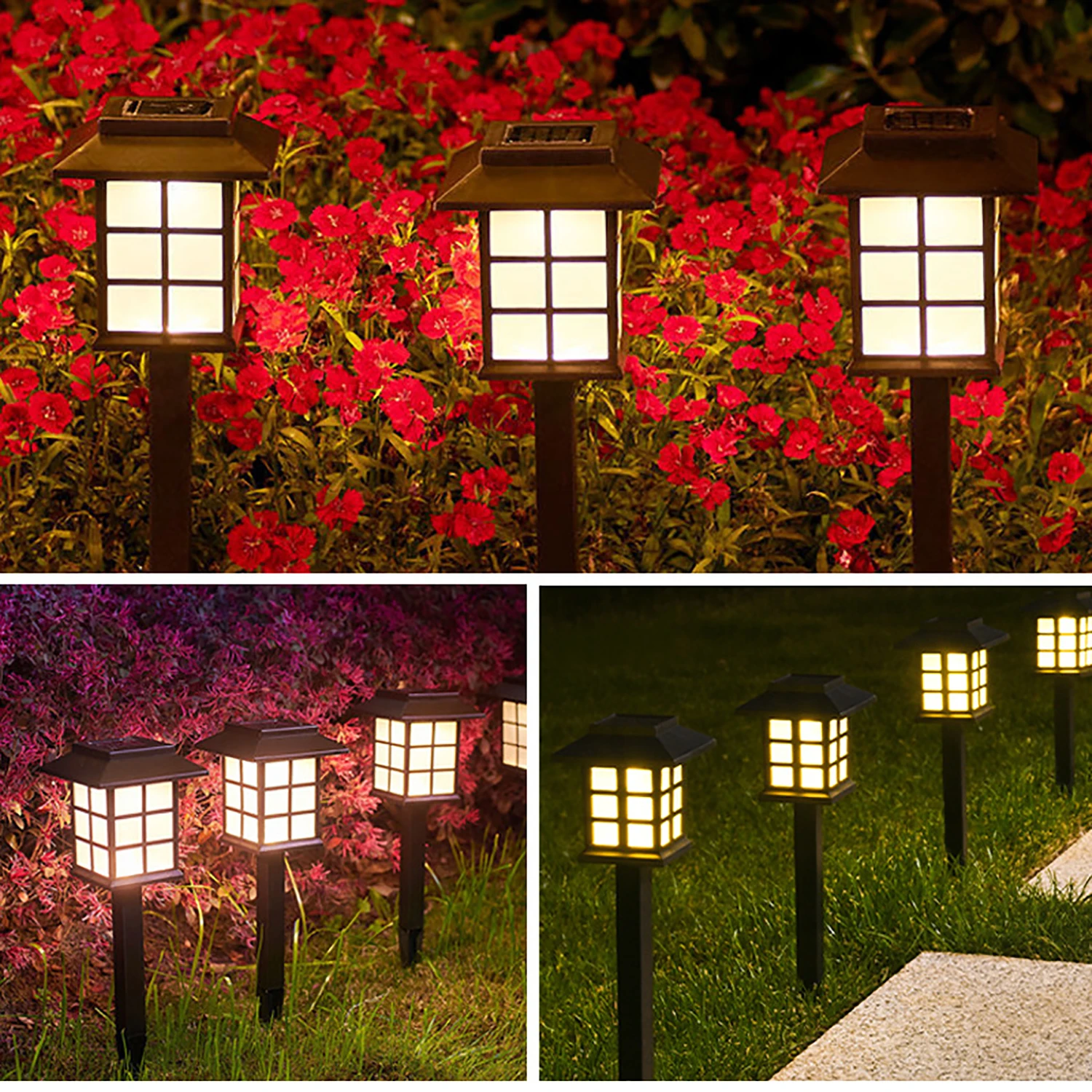 2Pcs Solar Pathway Lawn Light Waterproof Outdoor LED Lamp Garden Flower Bed Landscape Yard Patio Driveway Walkway Path Lighting