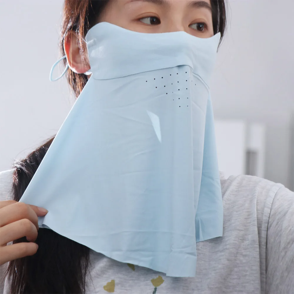 Fashion UPF 50+ Face Sunscreen Veil Anti UV Breathable Ice Silk Face Cover Outdoor Summer Neck Wrap Cover for Male Female