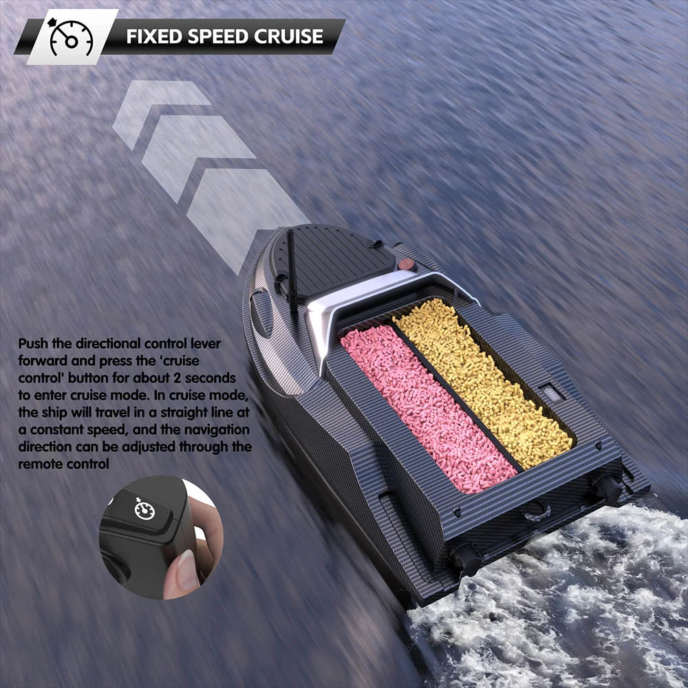 Zdjęcie 9: Flytec V080 GPS Łódź Zanętowa z Baterią 12V 20000mAh, Silnikiem Szczotkowym 550, Pilotem Zdalnego Sterowania o Zasięgu 800M, Nośnością Zanęt 3KG, Łódź Zanętowa z Włókna Węglowego ABS z Ekranem 4,3 Cala