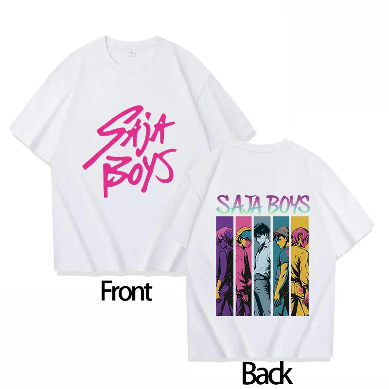 2025 Saja بنين القطن الجولة الرقبة صبي GirlsT-shirt KPOP شيطان هنتر الرجال قصيرة الأكمام مريحة الكبار أعلى الوالدين والطفل S-3XL
