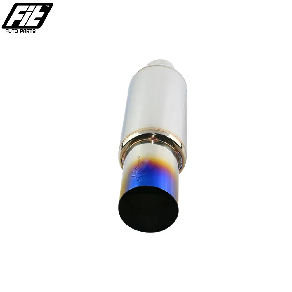 Universele auto rechte uitlaatpijp 2 inch inlaat Verbrand blauw Sportuitlaatdemper 3,5 inch uitlaat