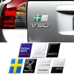 3D Aluminum Polestar R Design AWD Emblem Sweden Flag Moose Deer Rear Trunk Fender Side Badge Sticker For Volvo V40 XC60 XC90 C30