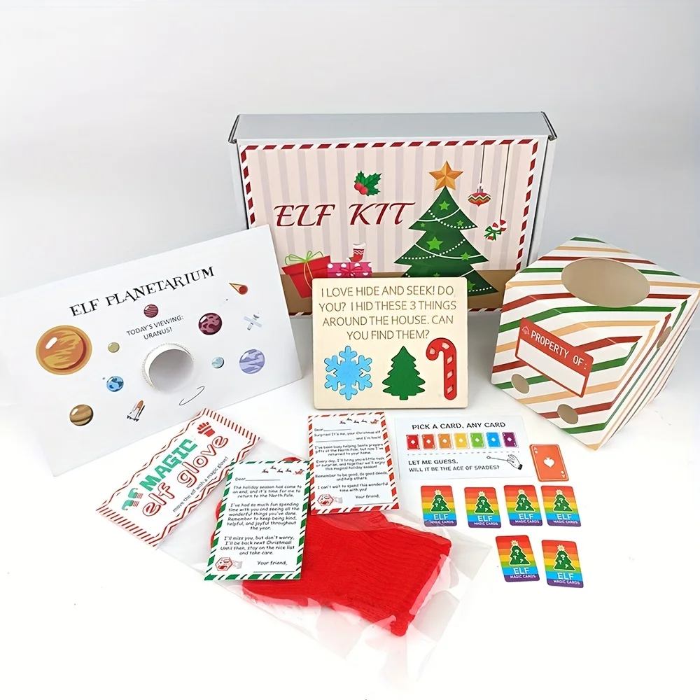 Elfen-Ankunftsset für 12/24/27 Tage, Weihnachts-Countdown-Set mit Witze und Überraschungen, Elfen-Set Weihnachten – festliche Heimdekoration – Detail 4