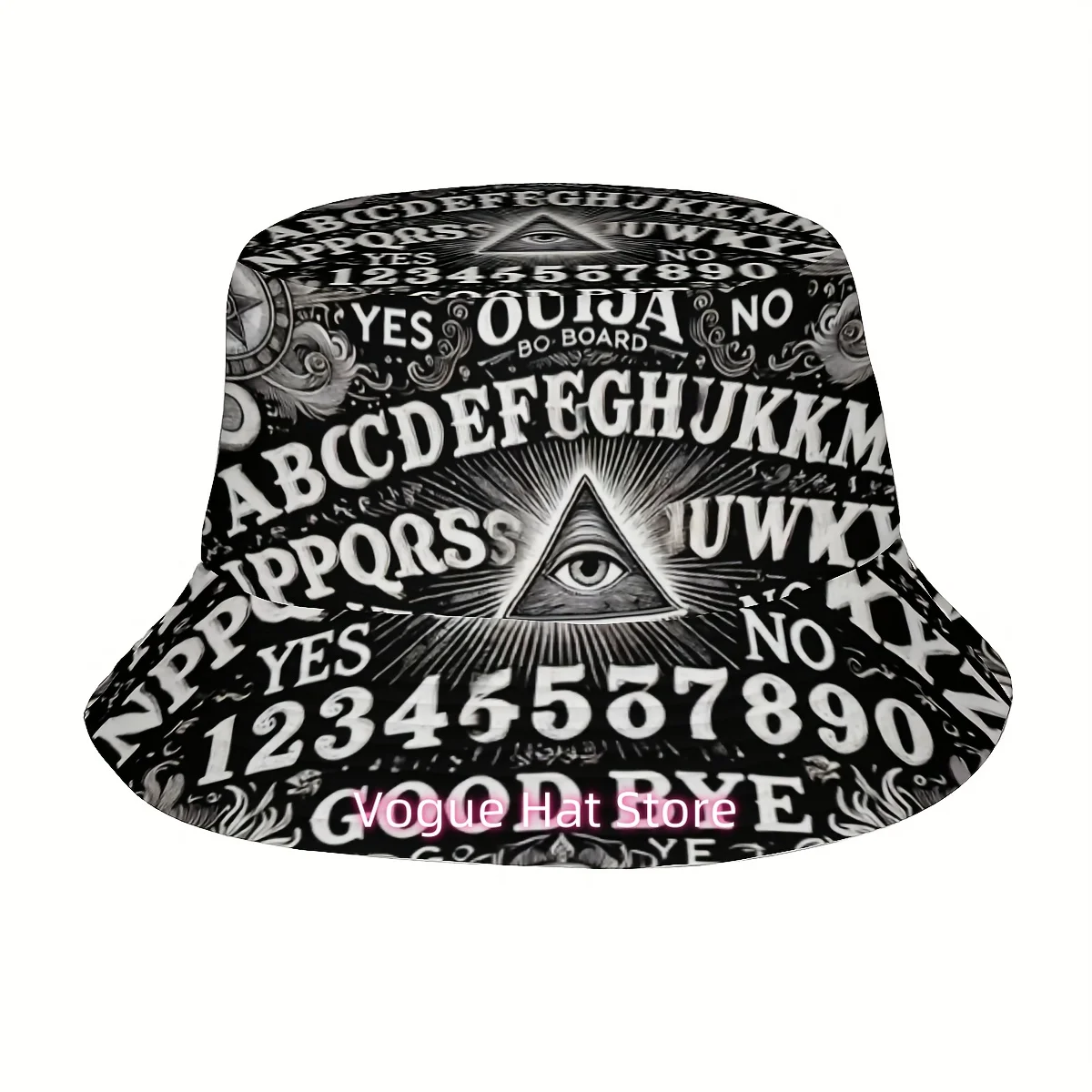 1pc Gothic Occult Tarot Bucket Hat with Ouija Board Design - Unisex All-Season Outdoor Fishing Cap, Funky Gothic Style for Men &