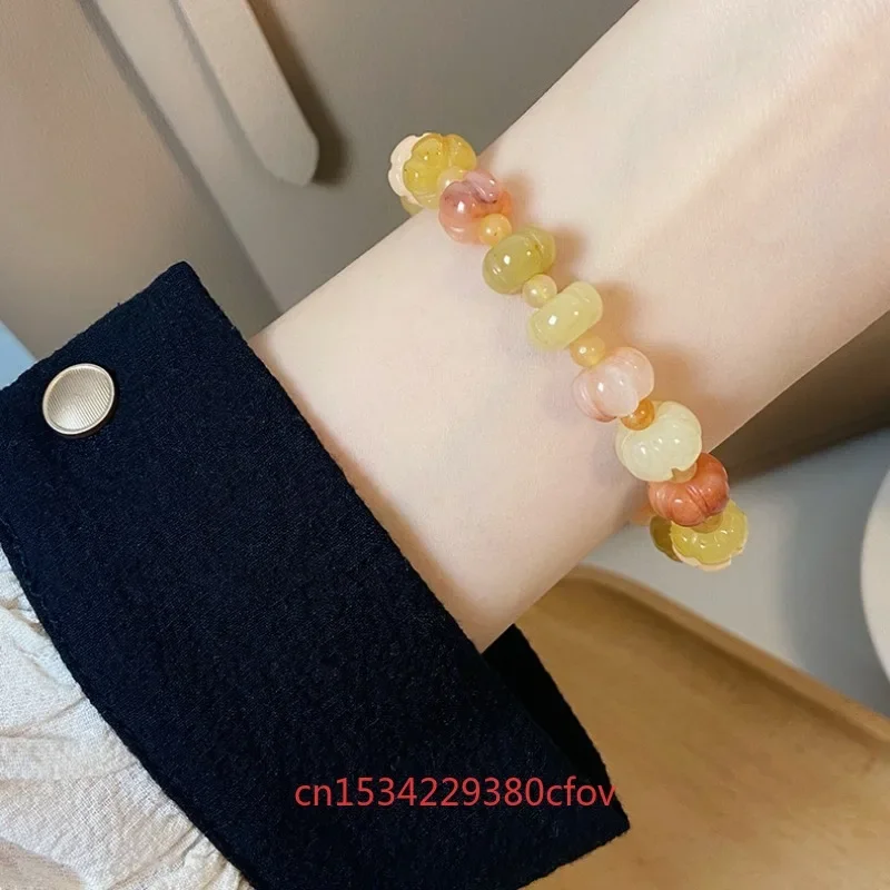 New Chinese Style Naturally Colorful Pumpkin Bracelet Sweet Refreshing Charm Jewellery Fashion Fairy Handmade Exquisite Gift