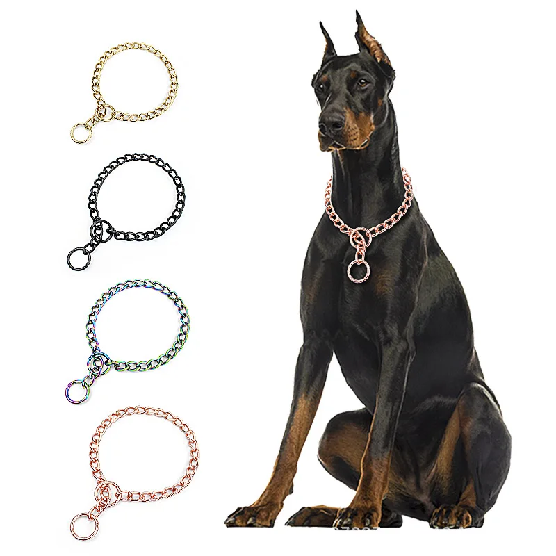 

Chain Dog Collar P chain pet Collars Stainless steel dog neck chain Metal Dog Training Iron Collars for dogs lead leash