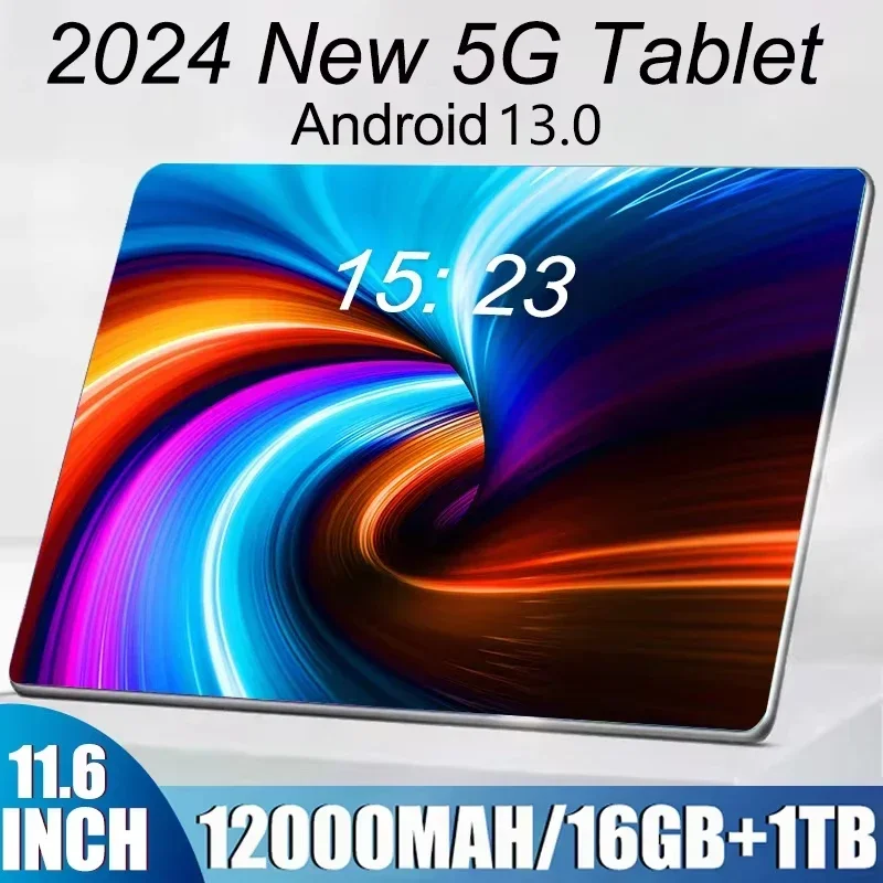 2024 nowy 11.6 Cal oryginalny Tablet Android13 16GB 1TB 12000 mah10 rdzeń WPS GPS Bluetooth 5G telefon Dual SIM połączenie Tablet PC