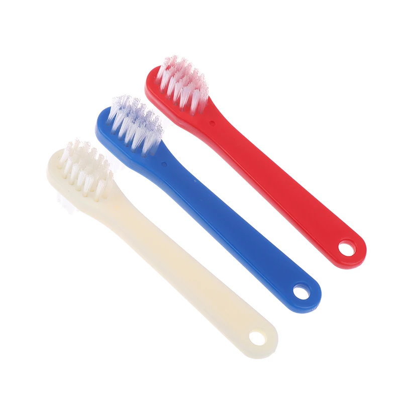 1 Pcs Double Head Toothbrush Manual Brush False Teeth Cleaner Portable Al Care Supply Denture Blue Red White Color