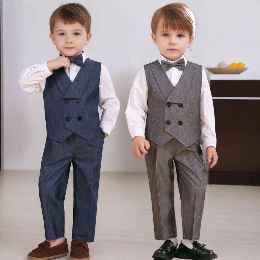 

Trendy 2025 Kids Suit Set Elegance Flower Boys Wedding Birthday Blazers Outfits Children Host Piano Performances Special Costume