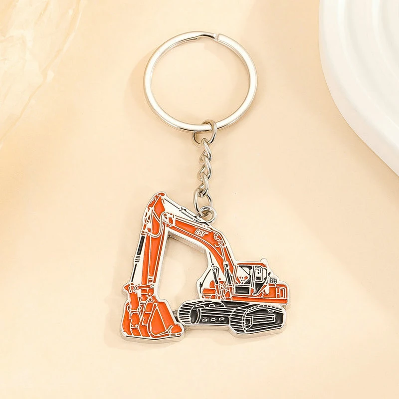 Creative Zinc Alloy Stereo Excavator Backhoe Keychain For Friend Gift Bag Pendant Charms Car Key Accessories Jewelry