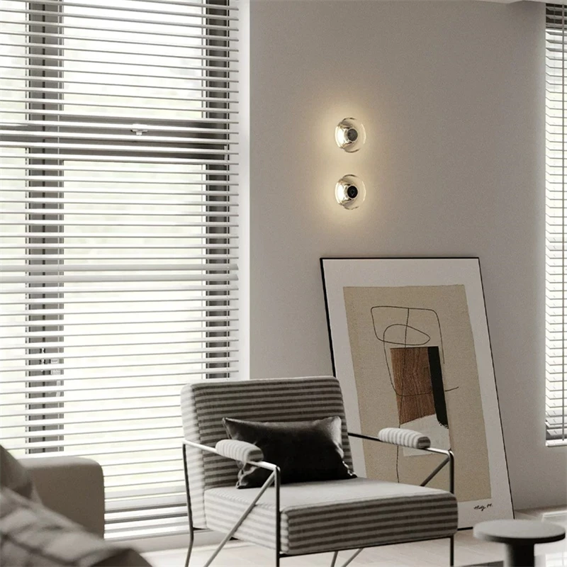 Italian minimalist circular bedroom crystal bedside wall light for modern hallway and corridor vanity lighting
