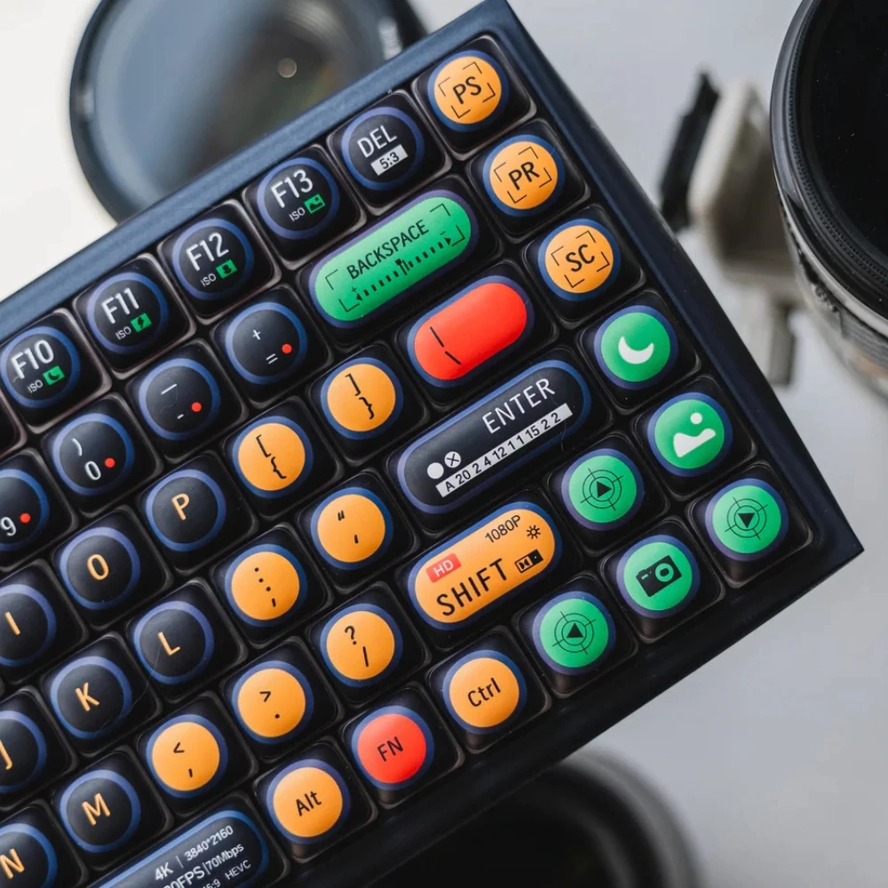Camera Theme Keycap MOG Profile PBT Thermal Sublimation Black Keycaps for Gaming Mechanical Keyboard Customized Round Key Cap