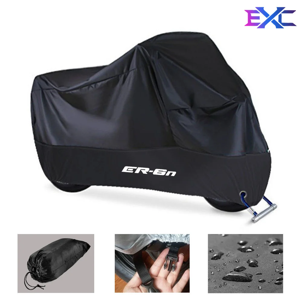 Outdoor impermeável Motorcycle Cover, Proteção UV, Dustproof Rain Covers, Acessórios para Kawasaki ER-6N ER-6F ER6N ER6F ER 6N 6F