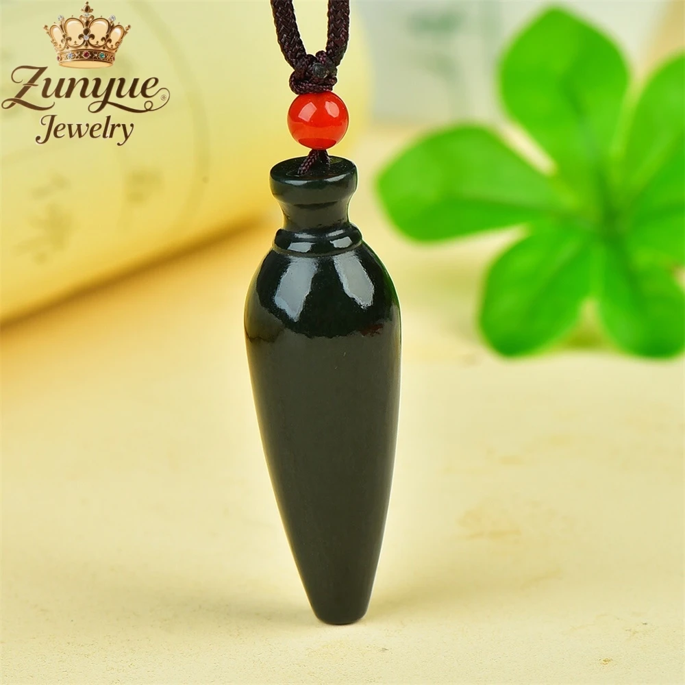 

Natural Hetian Green Jade Peace Lucky Vase Pendant Luxury Quality Jewelry Fashion Jewelry Exquisite Elegant Charms Popular Gift