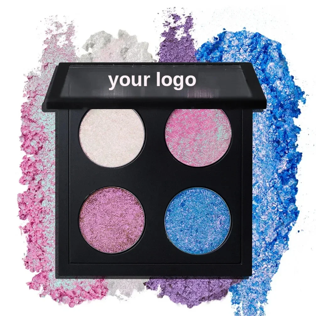 4 Color Eyeshadow Palette Optical Chameleon Color Changing Diamond Shimmer Private Label Custom Logo Vegan Makeup Wholesale