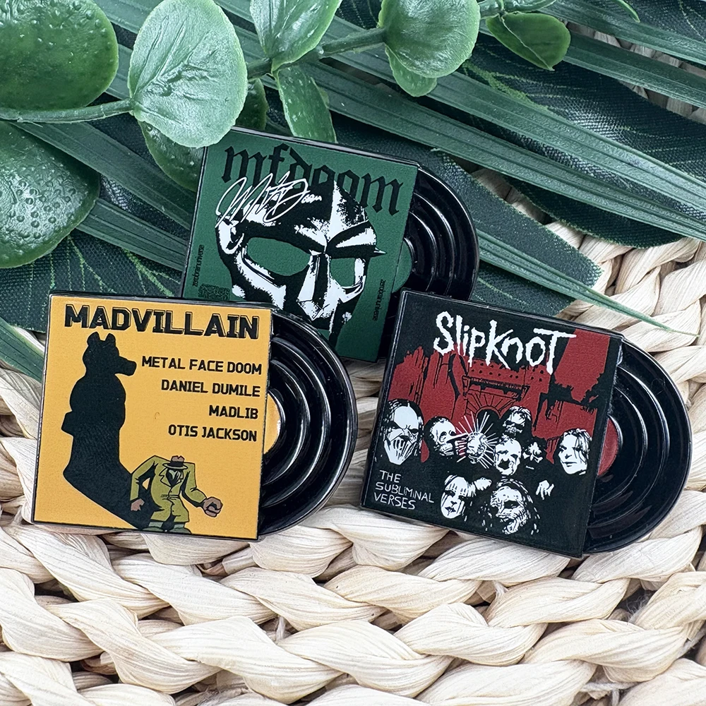 Vinyl Record Enamel Pins Music Album Brooch Collection MF-DOOM Metal Badge Hip Hop Rock Band Lapel Pin Fans Jewelry Gift