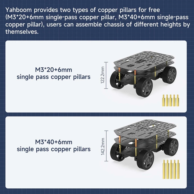 Smart Robot Car Bracket Aluminum Alloy Frame 2mm Wheeled Chassis High-Strength Upper Plate Support Multi-Layer Stacking-AC17
