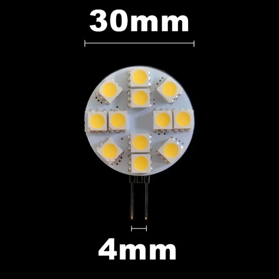 Ampoule LED à Douille G4 5050 SMD sur DC 12V, Remplacer l'Halogène, Lampe à Deux Broches, 1.2W, 1.8W, 2.4W, 4.8W, Blanc Chaud/Blanc Froid