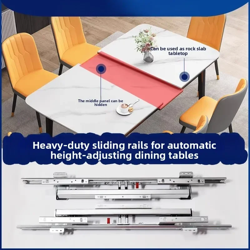 Automatic lifting folding dining table heavy slide rock slab dining table telescopic push-pull hardware extension desktop