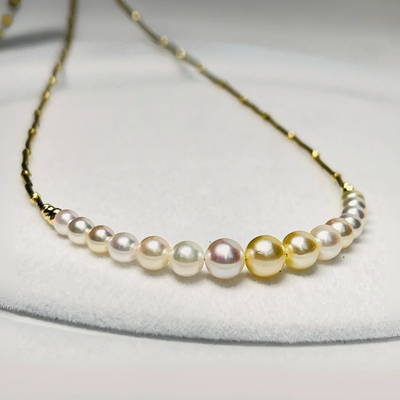

Оптовая продажа с фабрики, колье из чистого золота 18 карат, градиентное жемчужное ожерелье Akoya с морской водой, золотое ожерелье принцессы для женщин, жемчужное ожерелье на заказ