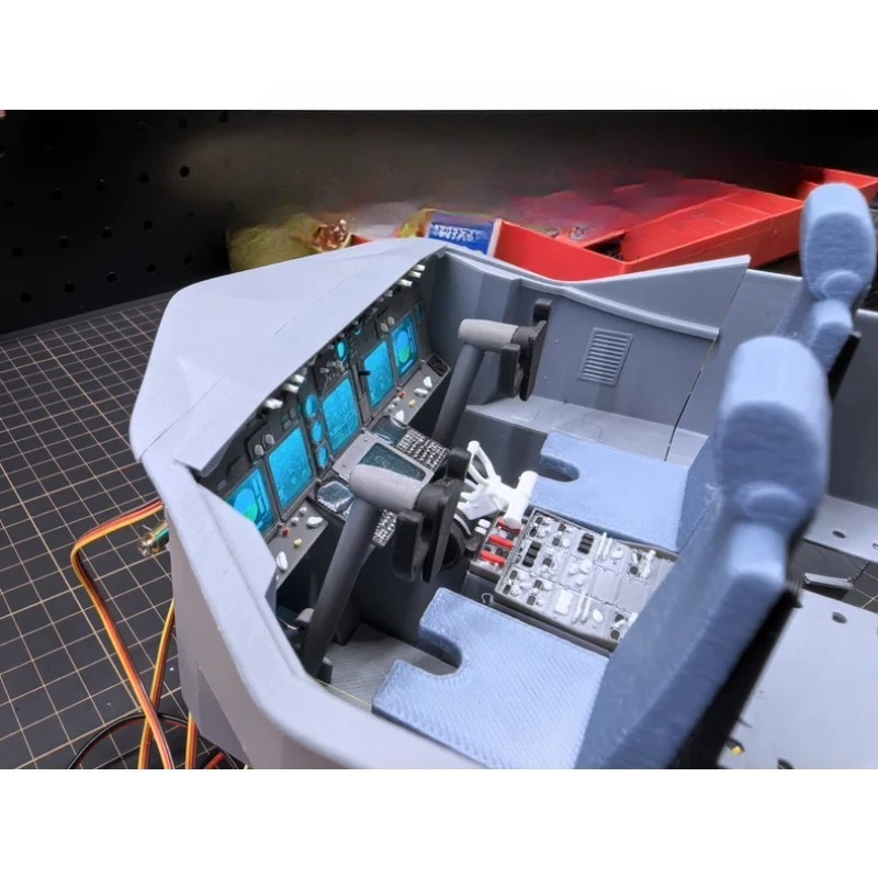 Freewing AL37 70mm EDF Airliner 3D Printed Cockpit Interior, Scale Instrument Panel Dash Upgrade for RC Passenger Jet