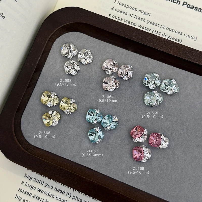 

10pcs High-quality round square bottomless pile drill finished nail art jewelry super flash Stacked Diamond ball nail decoration