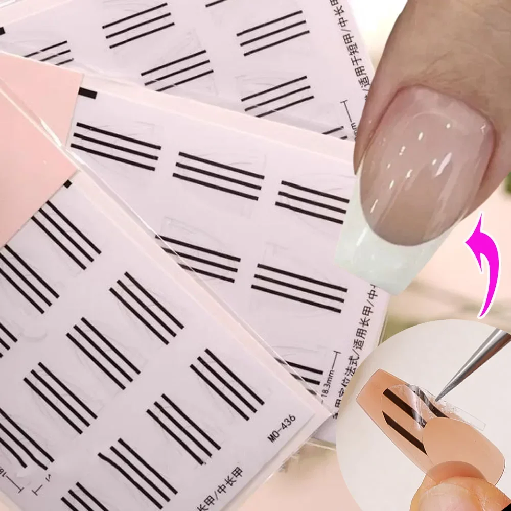 4PCS/set Transparent French Manicure Guide Stickers Strong Adhesive Nail Art Decals French Manicure DIY Sencil 3D Styling Tools