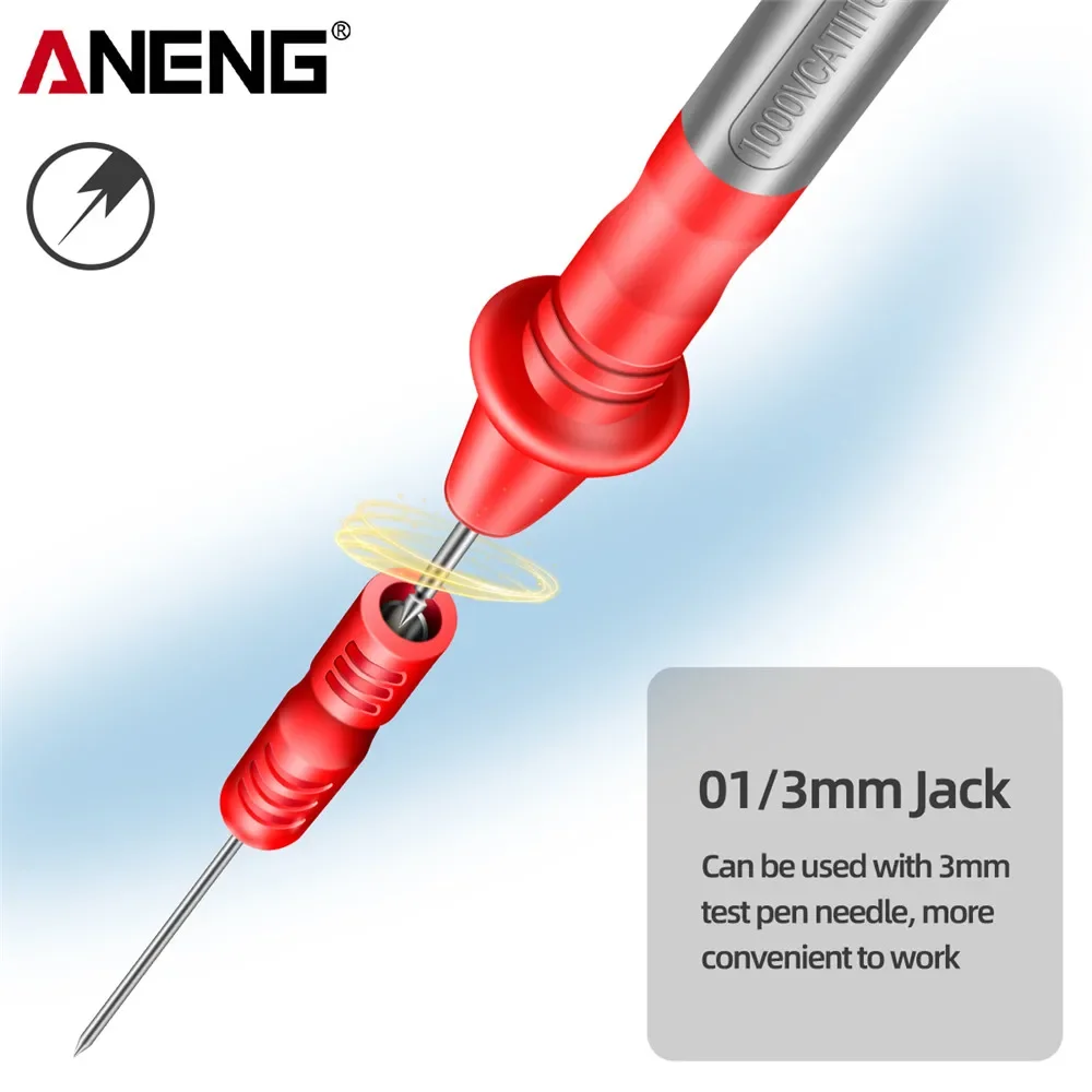 ANENG PT2003 2pcs Multimeter Test Lead Extention Piercing Needle Tip Probe 1000V 10A Red/Black Insulation Piercing Pins Tools