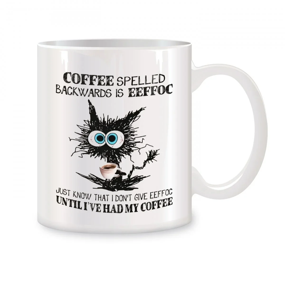 

Cat Eeffoc Inverted Coffee Mug, Novelty Gift, Ceramic Teacup Coffee Mug, White, 11 oz