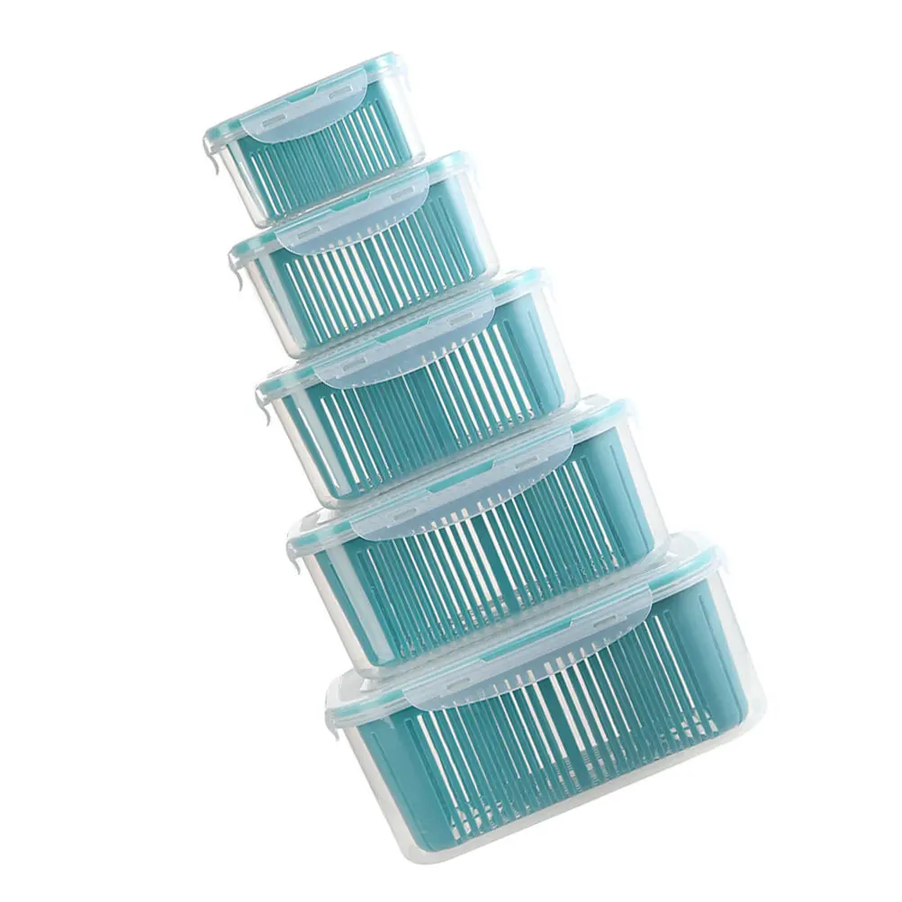 Double Layer Kitchen Drain Baskets 5 Pack Fruit Vegetable Washing Strainers for Storage and Organization