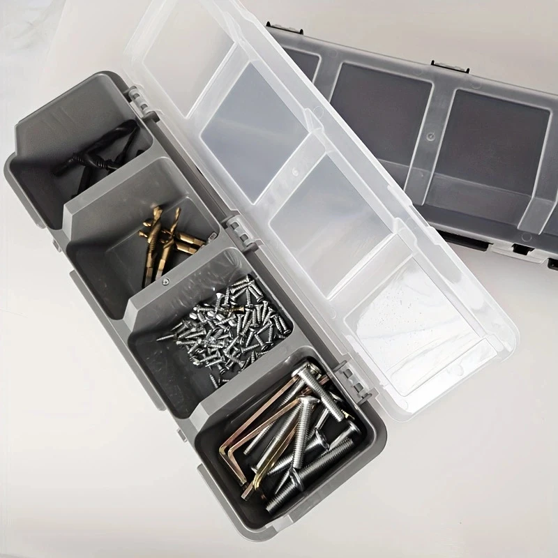 1Pc Multi-Compartment Organizer Box For Screws & Small Parts - Durable Plastic Hardware And Jewelry Storage Case