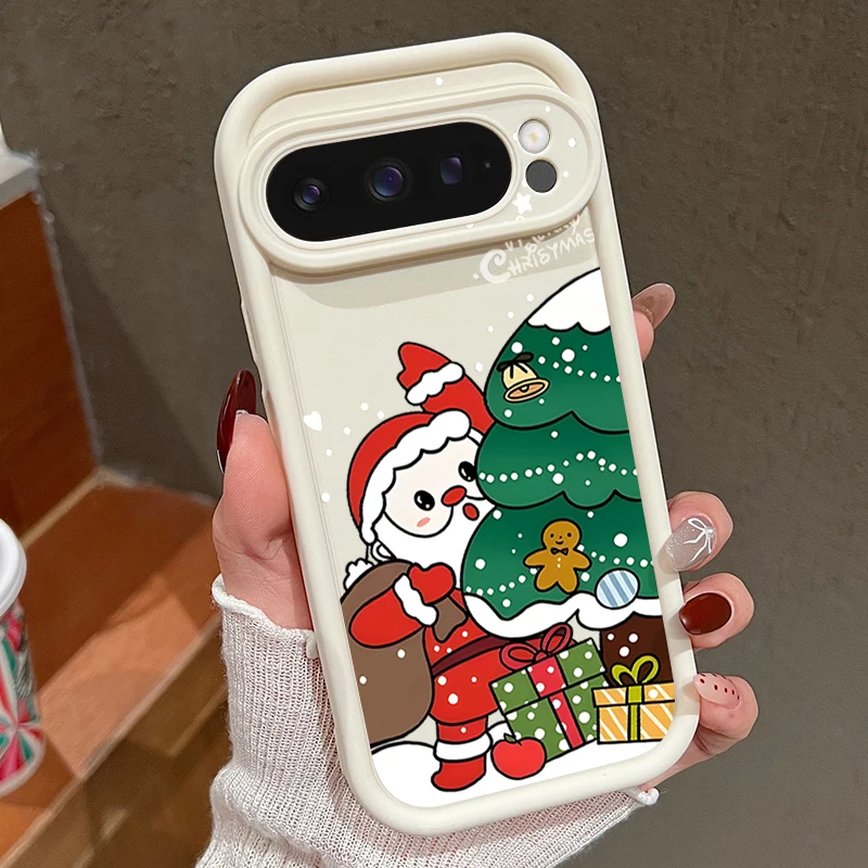 Cartoon Santa Claus Baum Weiche TPU Telefon Fall Für Google Pixel 8 Pro 8A 9 Pro XL 7A stoßfest Silikon Abdeckung Für Pixel 9 8 7 Pro
