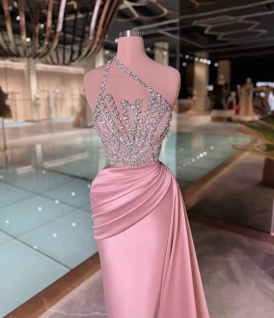 Robes De soirée magnifiques sirène bretelles cristaux perles dos nu Sexy robe De soirée De bal robe De Noite sur mesure