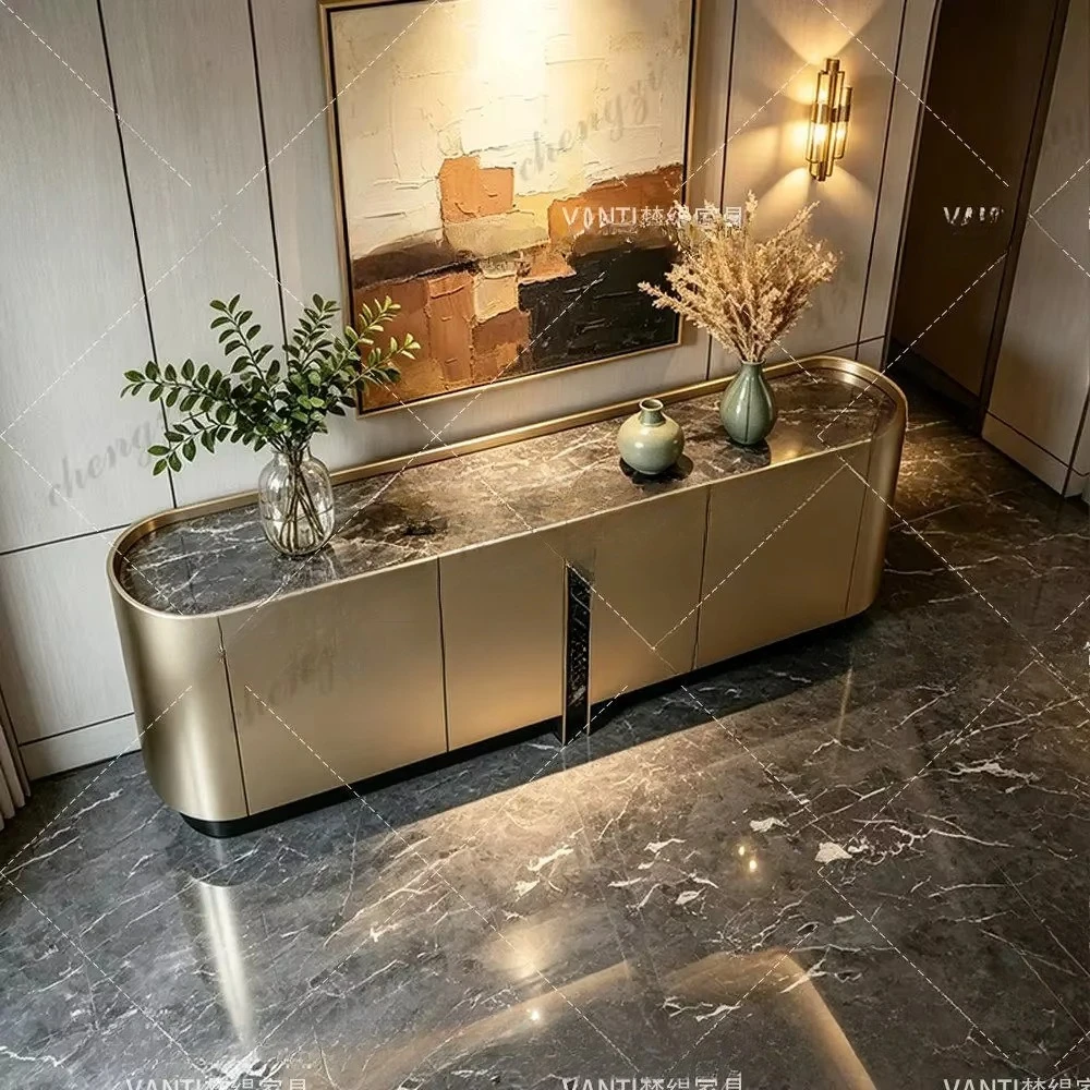 paint dining side cabinet decorative porch cabinet living room high-end marble locker