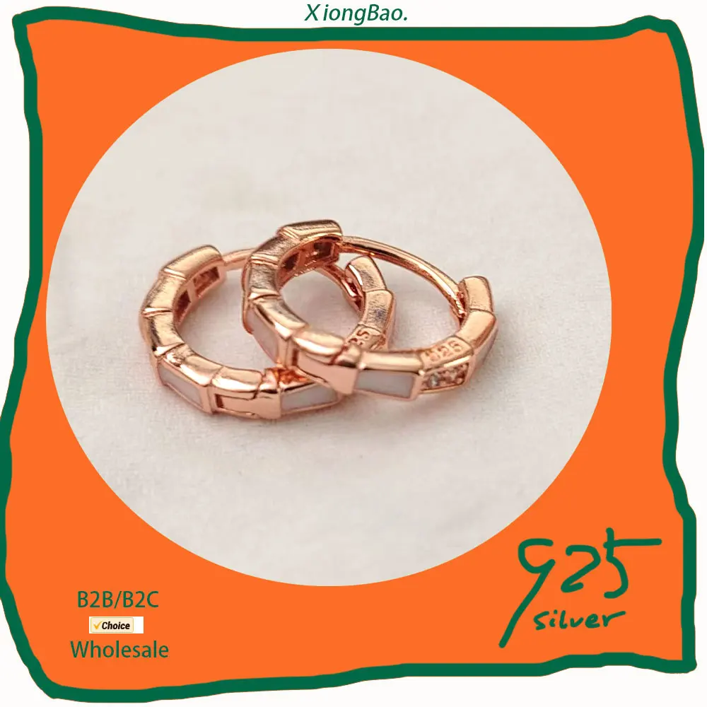 

New Simple Snake Earrings Vintage RoseGold Earrings Stamp 925 Sterling Silver Fashion Jewelry High Quality Cubic Zircon Women