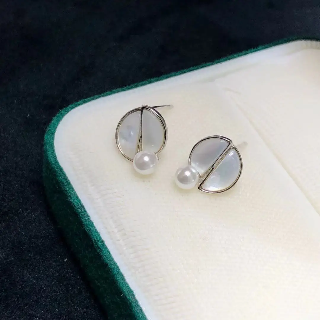 

Оптовая продажа, серьги из стерлингового серебра S925, фурнитура для крепления, базовые монтажные детали, аксессуар для жемчуга 3-4 мм, 5 пар/лот