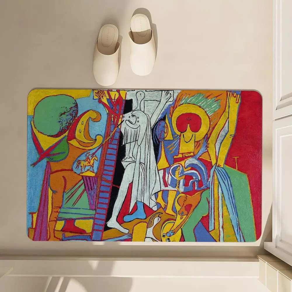 

Art Pablo Picasso Floor Mat Soft Diatom Bathroom Absorbent Floor Mat, Toilet Of The Bathroom, Household Floor Mat, Door Mat Carp
